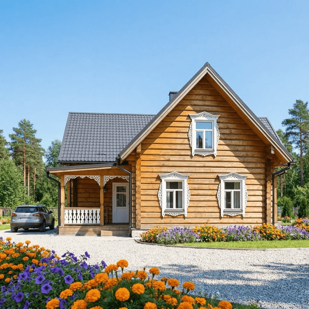 Каркасная дача летним днём